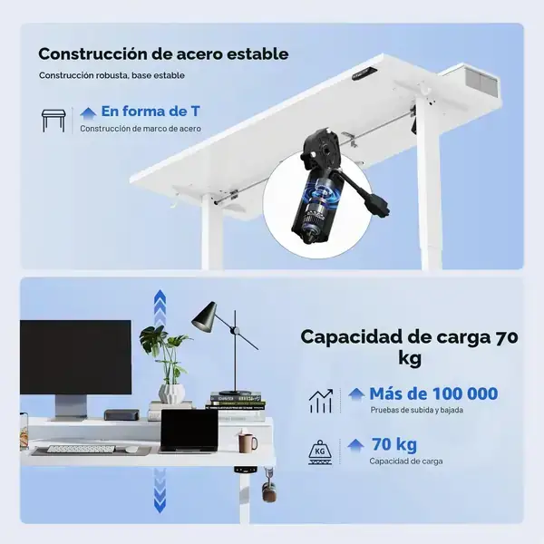 Agilestic · Escritorio elevable eléctrico 160 × 60 cm con 2 cajones — vista 4
