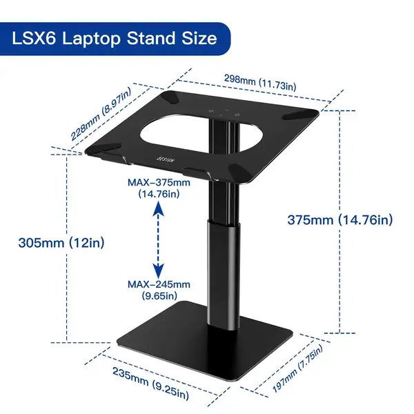 BESIGN LSX6 · Soporte de portátil de aluminio con altura de 24,5 a 37,5 cm — vista 4