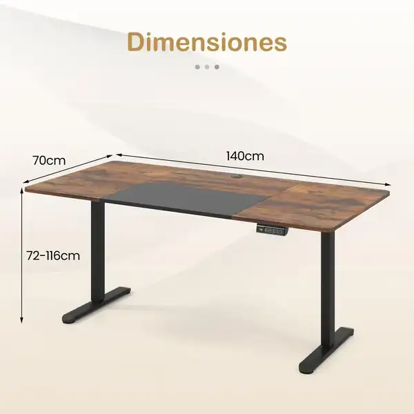 COSTWAY · Escritorio elevable 140 × 70 cm con bloqueo infantil — vista 3
