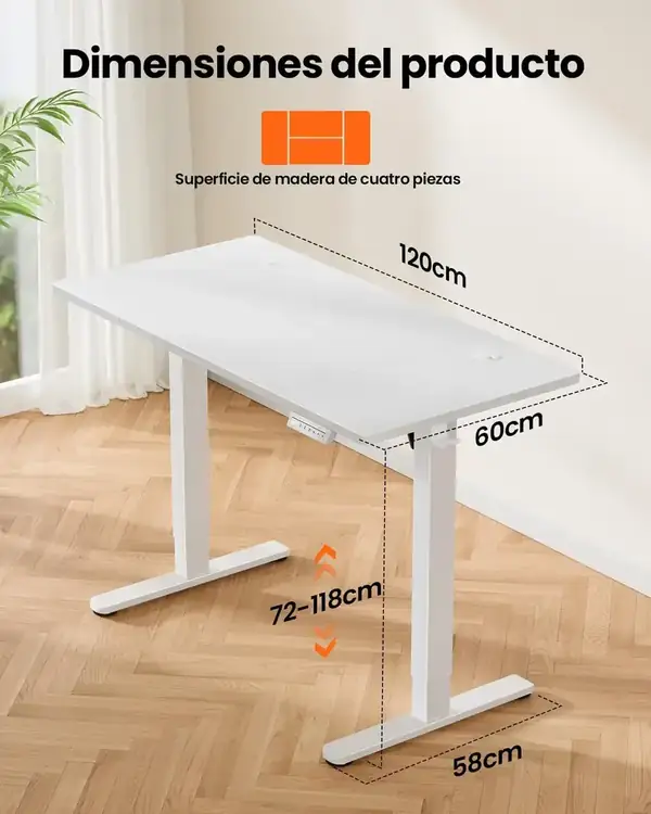 ErGear ESD86W · Escritorio elevable eléctrico 120 × 60 cm — vista 4