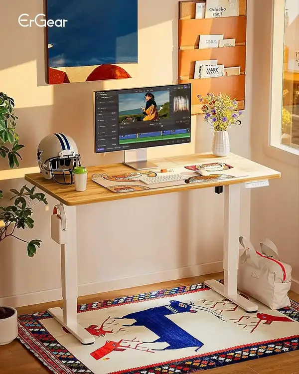 ErGear · Escritorio elevable eléctrico 120 × 60 cm nogal oscuro — vista 2