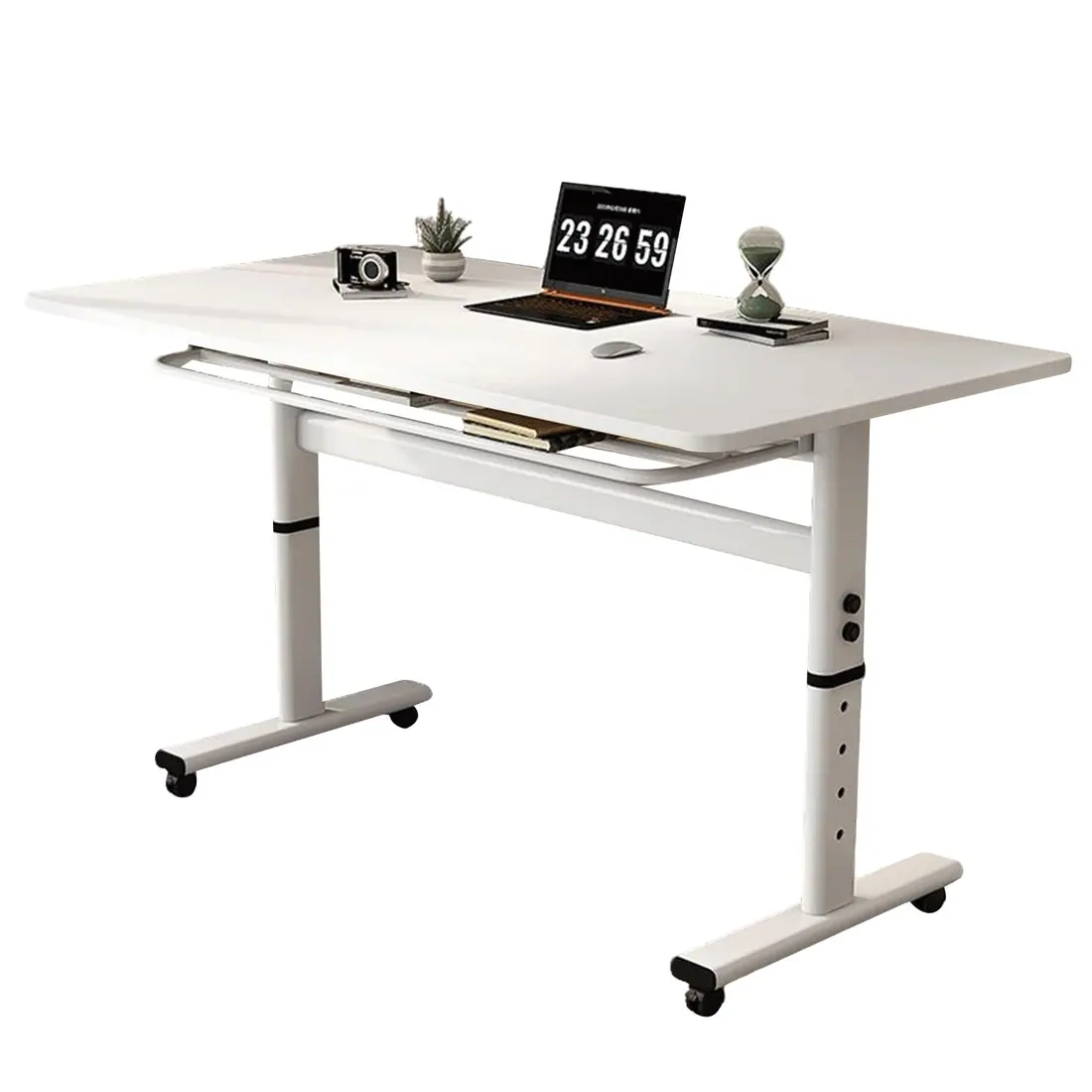 Generic · Escritorio plegable con estantes 100 cm, regulable en altura