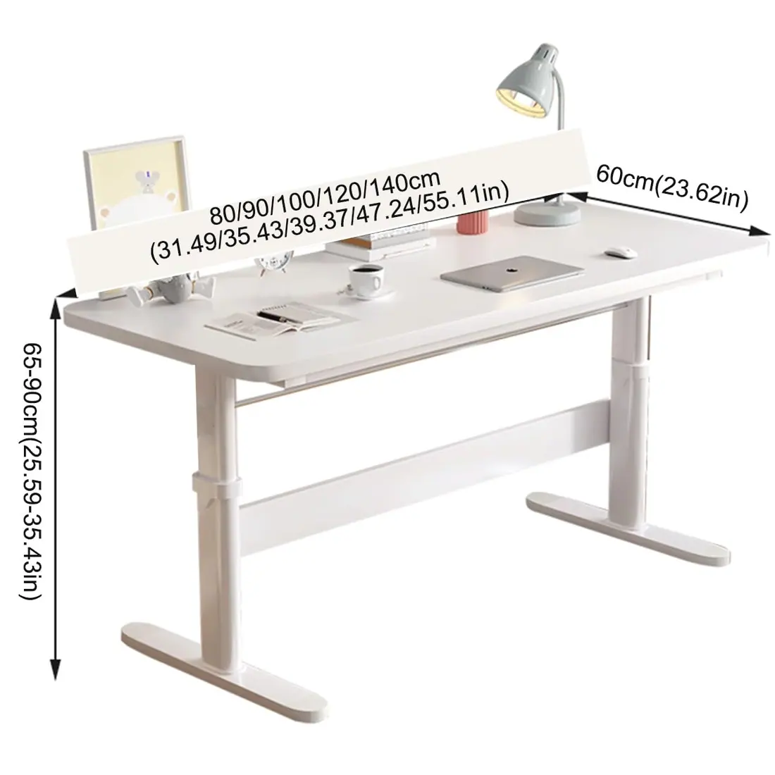 Generic · Escritorio plegable con estantes 100 cm, regulable en altura — vista 2
