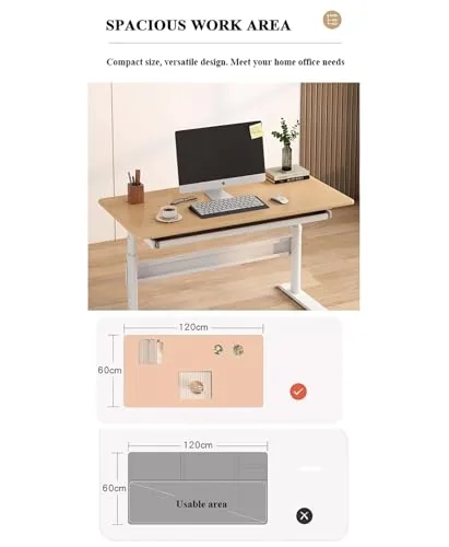 FEEGAR · Escritorio regulable en altura 120 × 60 cm con cajón y estante — vista 4