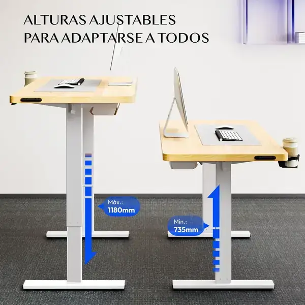 FLEXISPOT QE Pro · Escritorio elevable eléctrico 110 × 54 cm con 4 memorias — vista 4