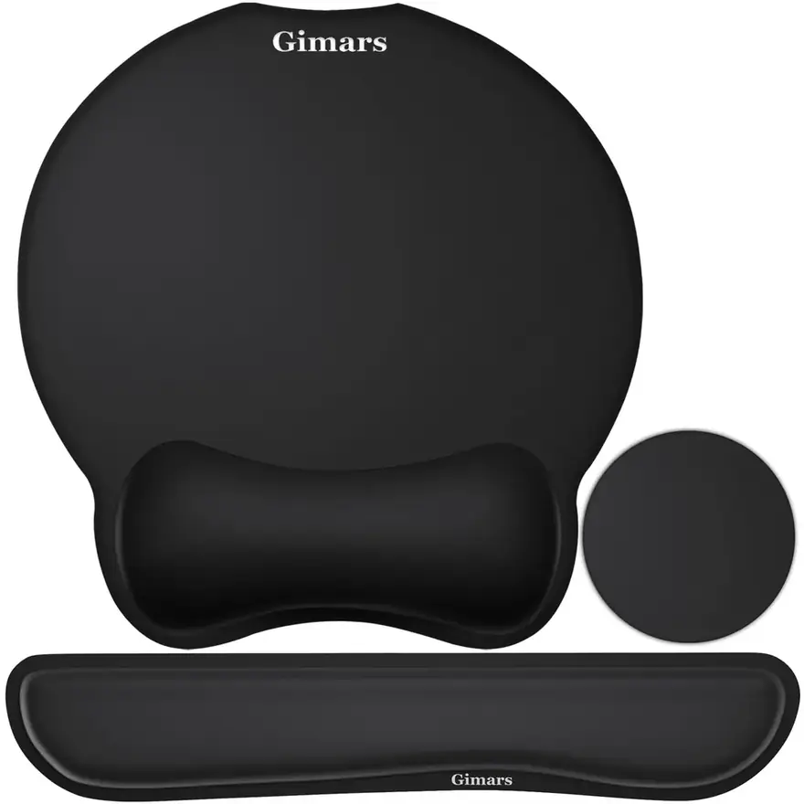 Gimars 3 en 1 · Alfombrilla, reposamuñecas de teclado y posavasos