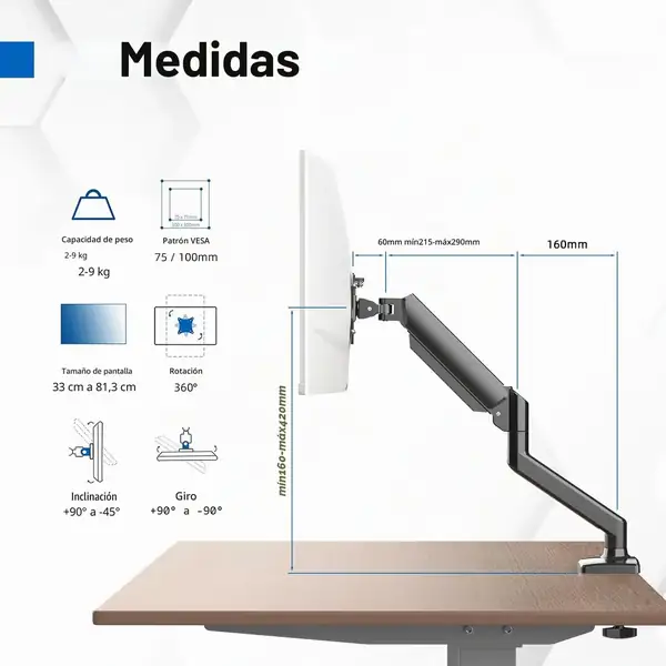 GRIFEMA GB2003-1 · Brazo para monitor con resorte de gas, 13-32 pulgadas — vista 2