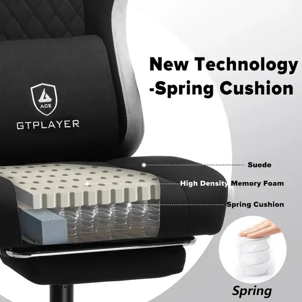GTPLAYER · Silla gaming de tela reclinable con reposapiés retráctil — vista 3