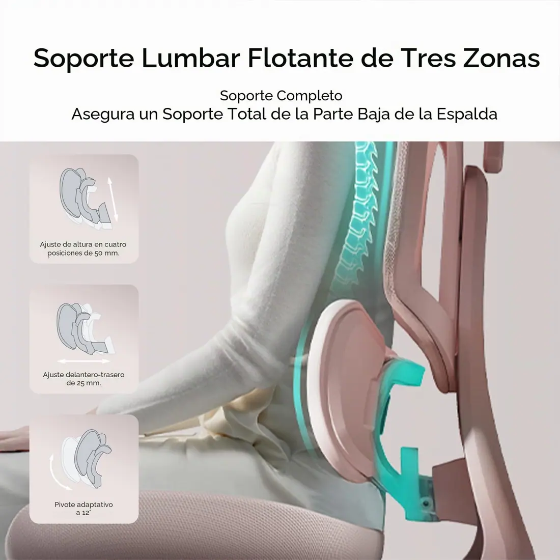 Hbada · E3 Air, silla ergonómica con soporte lumbar dinámico de tres zonas — vista 4
