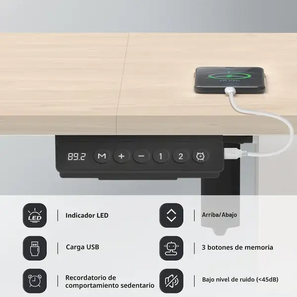 Homall · Escritorio elevable eléctrico 160 × 70 cm con puerto USB — vista 3