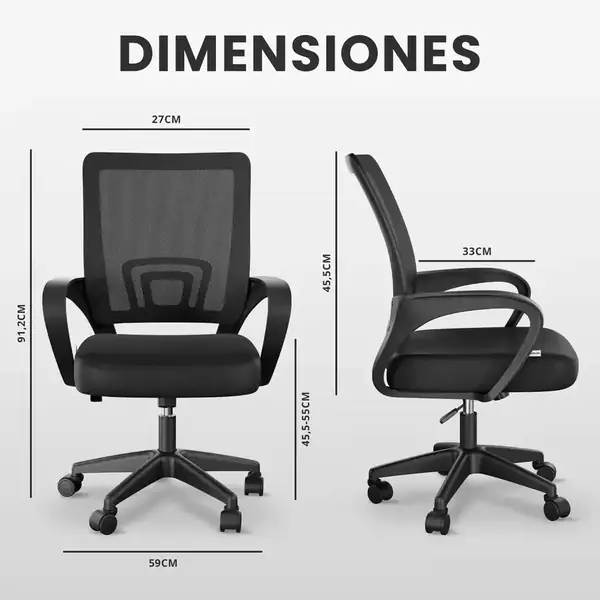 JUPPLIES · Silla de escritorio de malla con apoyo lumbar — vista 3