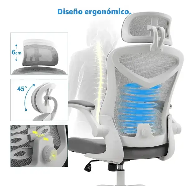 Magic Life · Silla ergonómica de malla con soporte lumbar 2D — vista 6