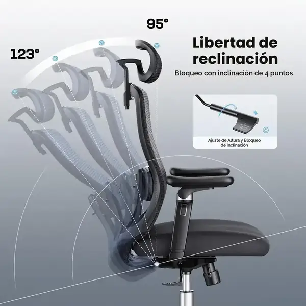 Marsail HNOFC48 · Silla ergonómica con reposabrazos 6D y asiento deslizante — vista 6