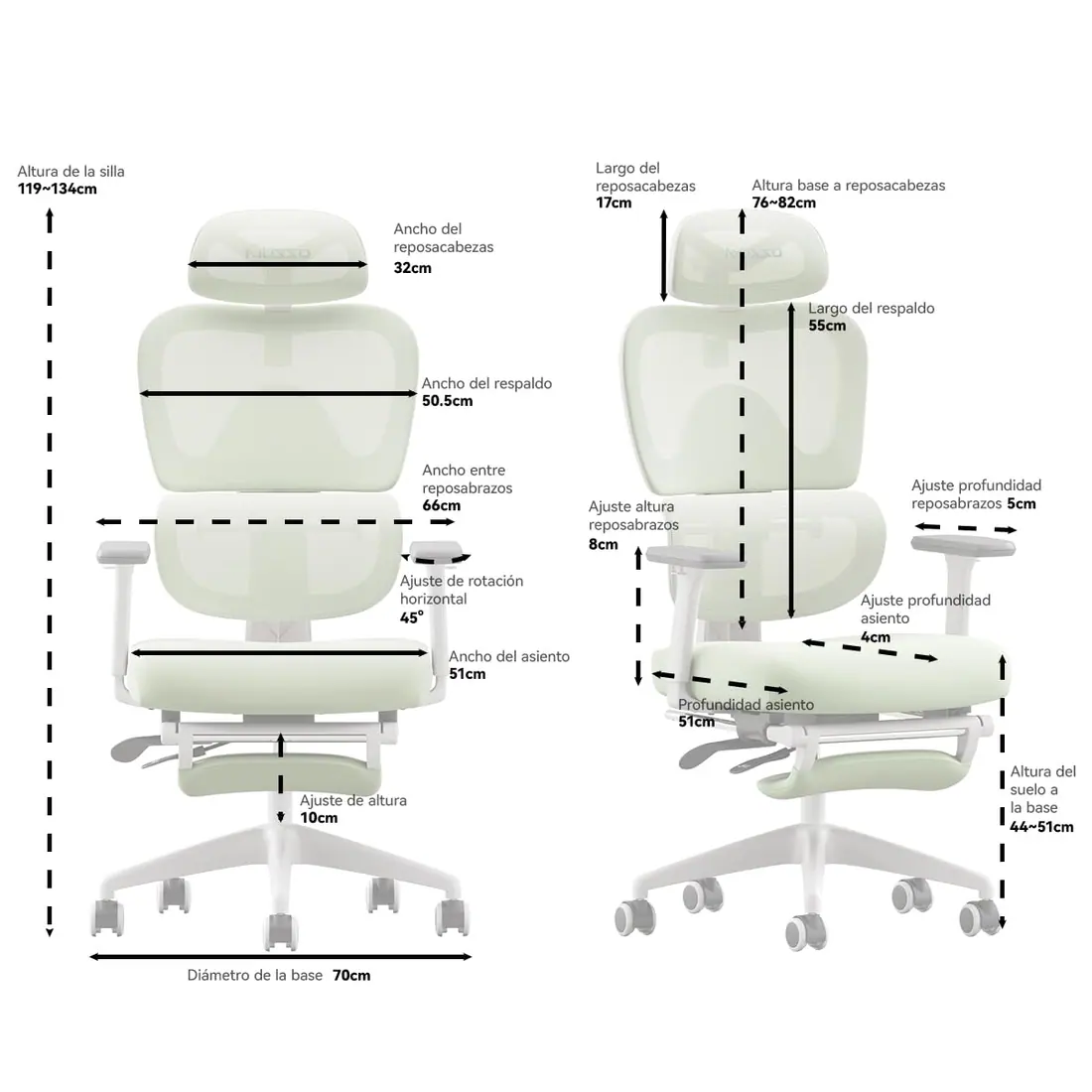 MUSSO · E600 SE, silla ergonómica con reposapiés y lumbar adaptativo — vista 2