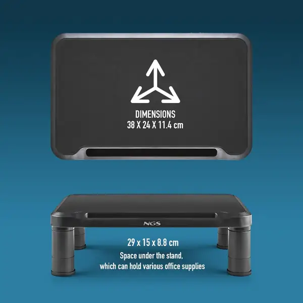 NGS Screen Stand · Elevador de monitor con 3 alturas y 20 kg — vista 4