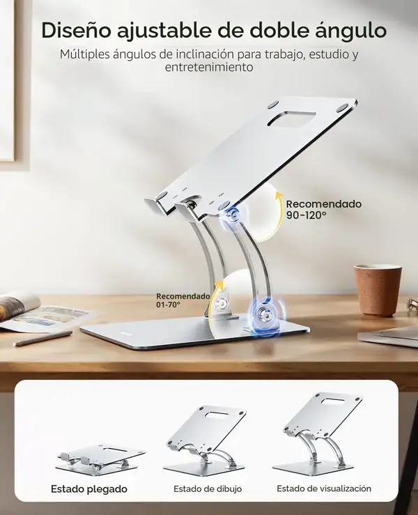 Nulaxy C1 · Soporte de portátil de aluminio con doble eje ajustable — vista 3