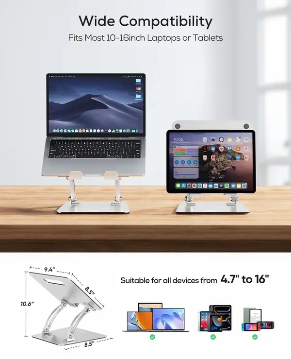 Nulaxy C1 · Soporte de portátil de aluminio con doble eje ajustable — vista 4