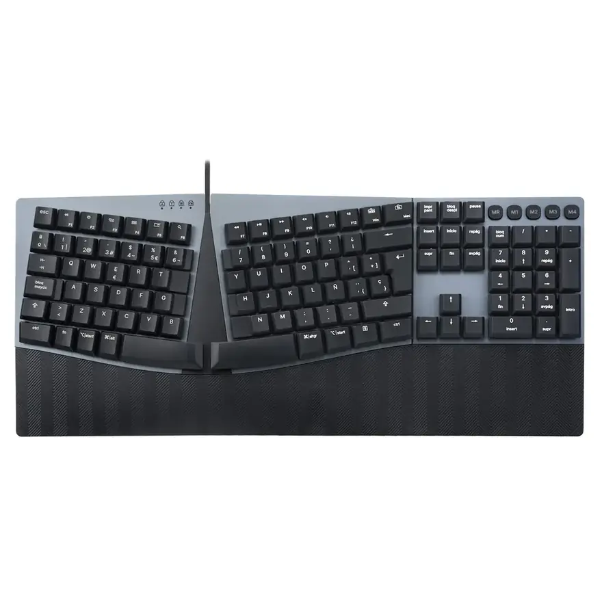 Perixx PERIBOARD-535BR · Teclado ergonómico mecánico con reposamuñecas ajustable