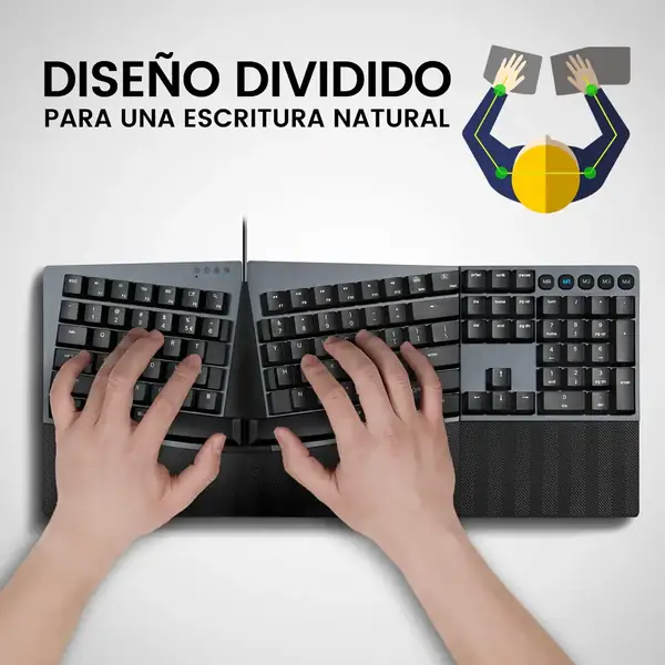 Perixx PERIBOARD-535BR · Teclado ergonómico mecánico con reposamuñecas ajustable — vista 2