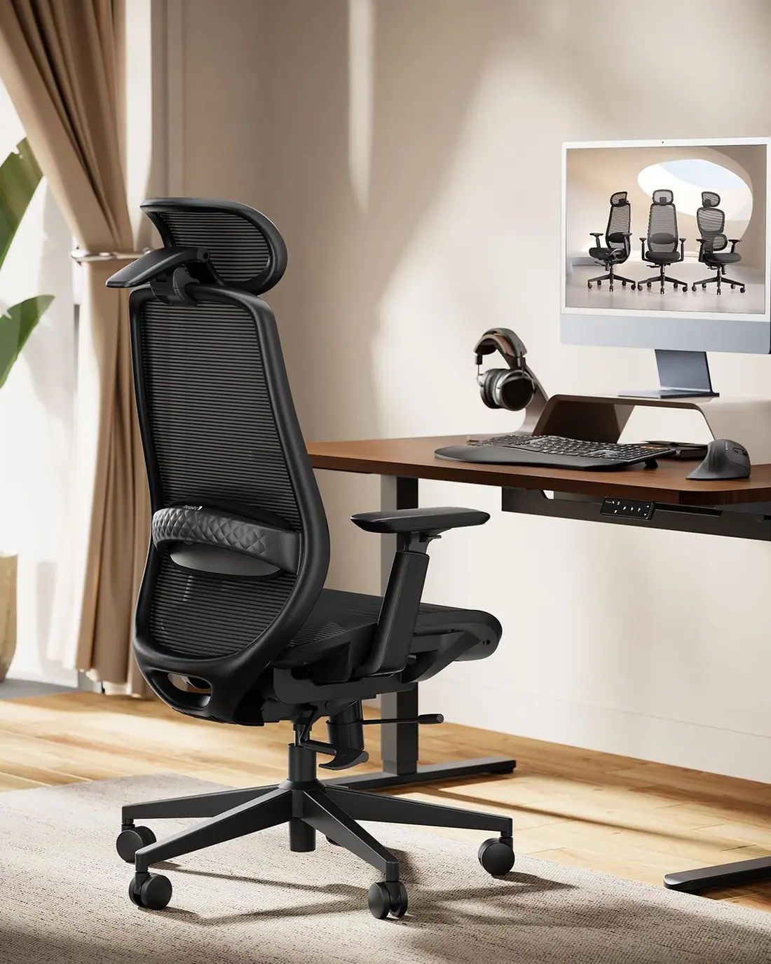ProtoArc · EC200 Pro, silla ergonómica de malla con reposabrazos 4D — vista 2