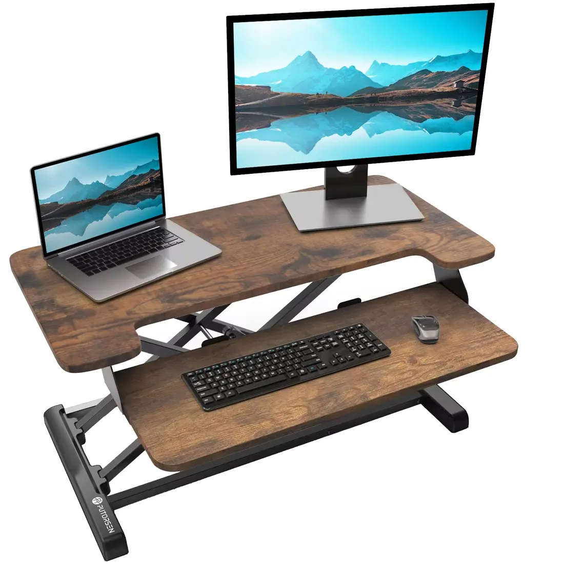 PUTORSEN · Convertidor de escritorio de pie 80 × 40 cm con bandeja de teclado