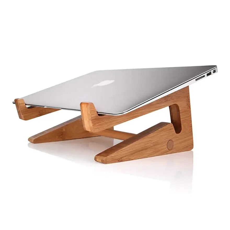 QUVIO · Soporte de portátil de madera con inclinación de 18°