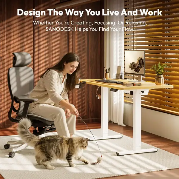 SANODESK · Escritorio elevable eléctrico 110 × 54 cm con tablero completo — vista 2