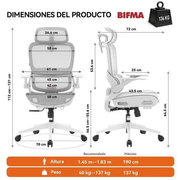 SIHOO B100 · Silla de oficina de malla con soporte lumbar adaptativo — vista 3