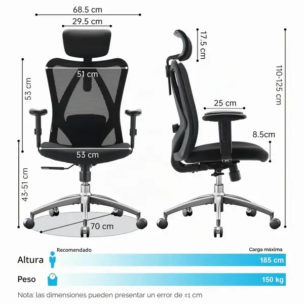SIHOO M18 · Silla ergonómica de malla con soporte lumbar ajustable — vista 3