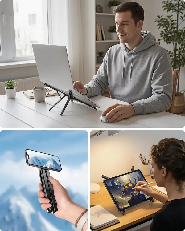 SupeDesk · Soporte plegable 3 en 1 para portátil, tableta y móvil — vista 2