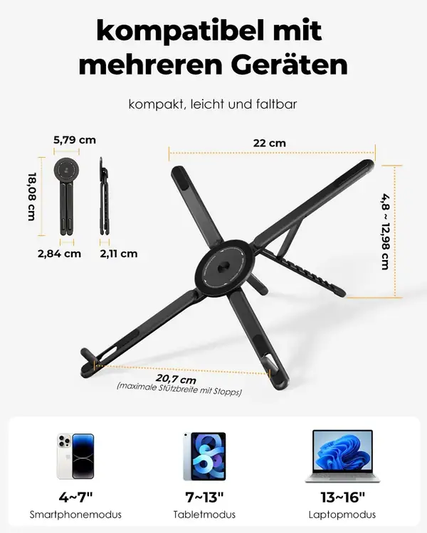 SupeDesk · Soporte plegable 3 en 1 para portátil, tableta y móvil — vista 3
