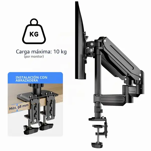 suptek MD8003 · Soporte de tres monitores con resorte de gas — vista 3