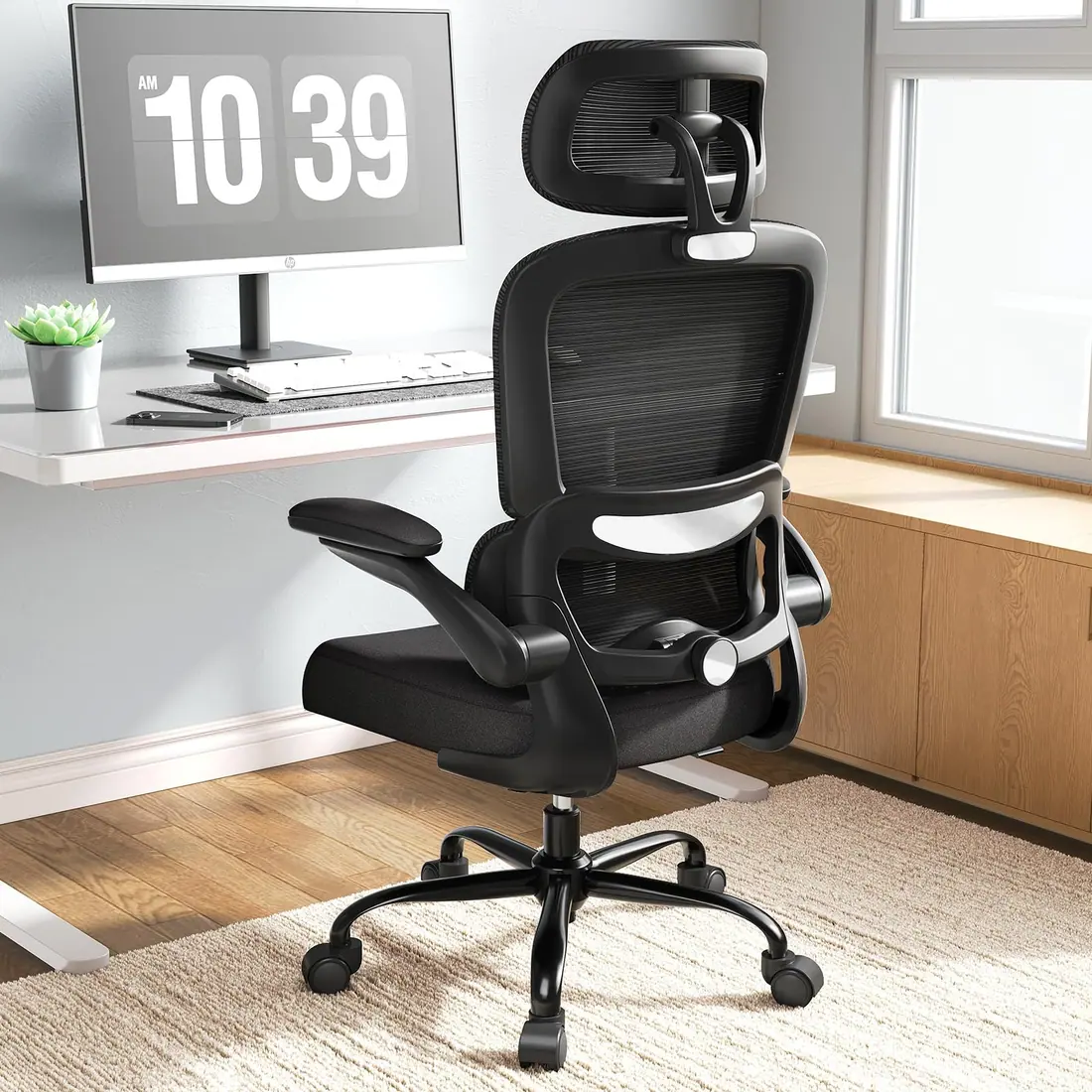 TRALT · Silla de oficina con soporte lumbar ajustable y reposacabezas