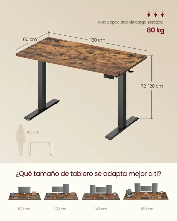 VASAGLE · Escritorio elevable eléctrico 120 × 60 cm — vista 3