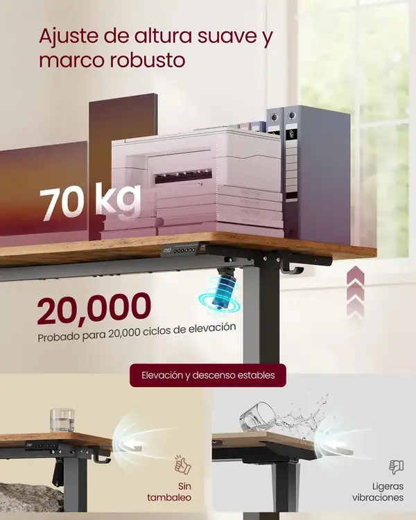 VASAGLE · Escritorio elevable eléctrico 120 × 60 cm — vista 5