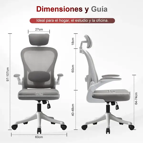WXJHL · Silla ergonómica con lumbar y reposacabezas regulables — vista 2