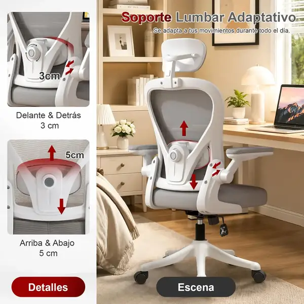 WXJHL · Silla ergonómica con lumbar y reposacabezas regulables — vista 3