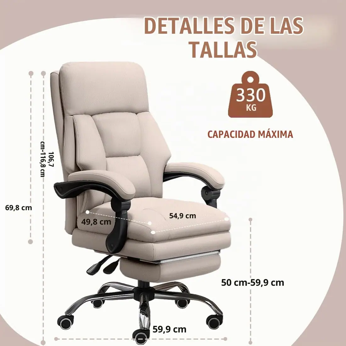 XUEGW · Silla de oficina de respaldo alto con reposapiés y resortes independientes — vista 2