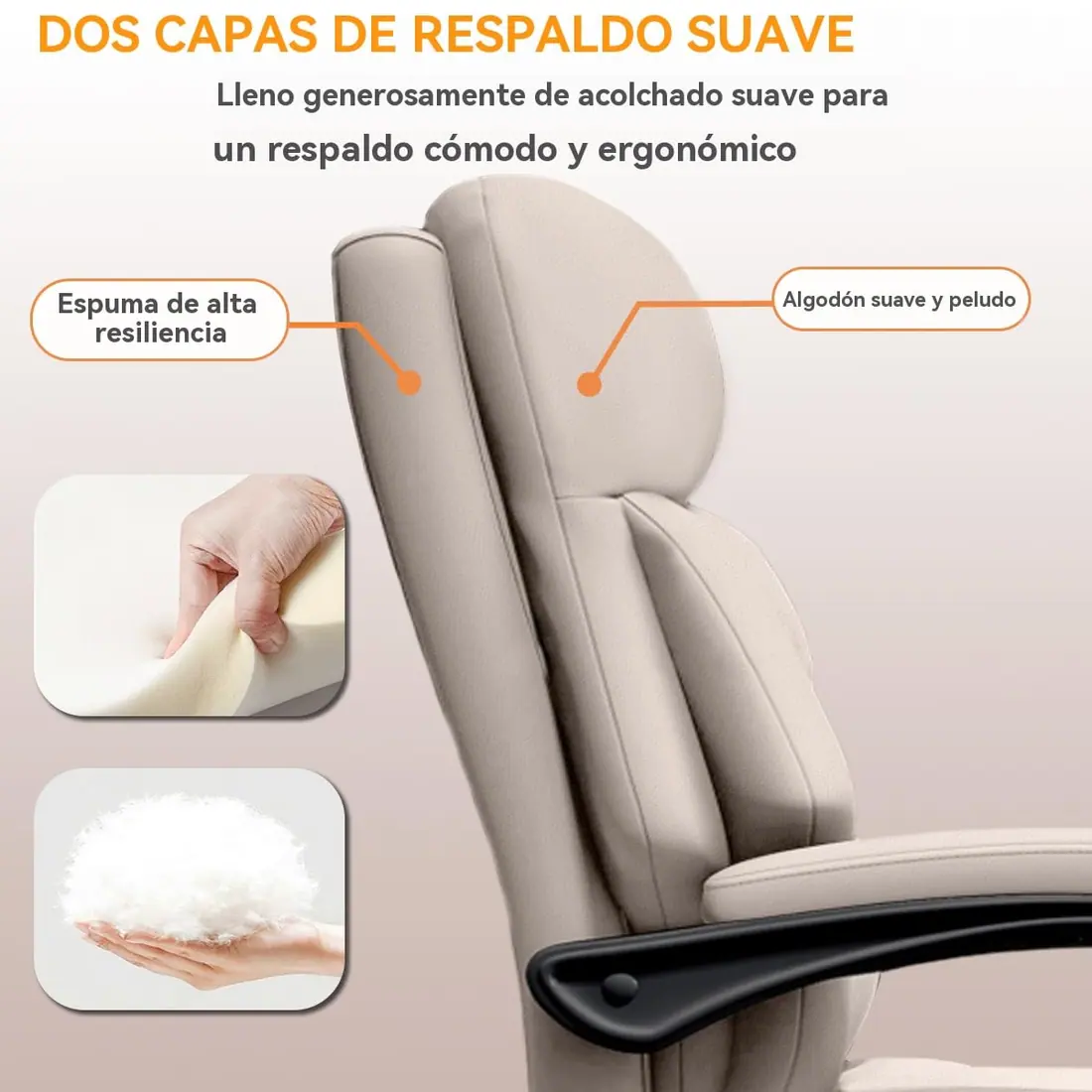 XUEGW · Silla de oficina de respaldo alto con reposapiés y resortes independientes — vista 3