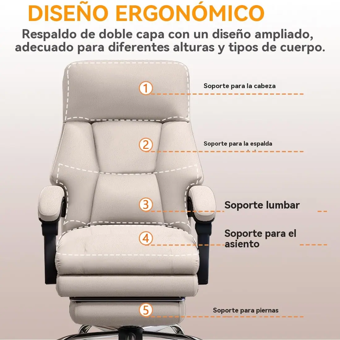 XUEGW · Silla de oficina de respaldo alto con reposapiés y resortes independientes — vista 4
